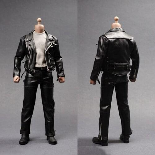 ASTOYS AS044 1/6 Punk Leather Suit Male Soldier Jacket Shirt Pants Boots Set Fit 12'' Action Figure Body