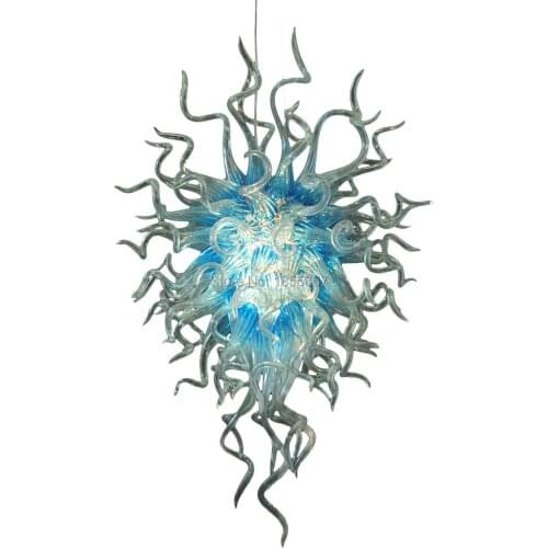 Free Shipping Excellent Hand Blown Glass Chandelier Blue Colored