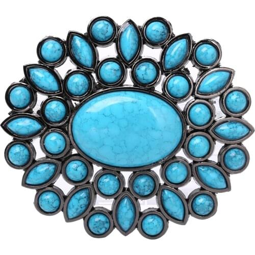 Turquoise Beaded Stone Bohemian Belt Buckle Werstern Indian Cowboy Cowgirl