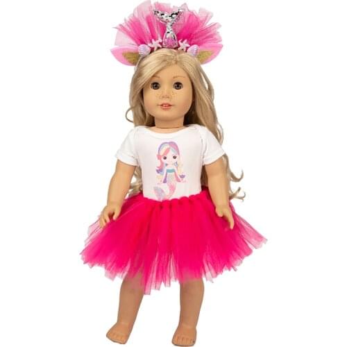 Head flower + jacket + skirt Fit for American Girl Doll Clothes 18-inch Doll , Christmas Girl Gift(only sell clothes)