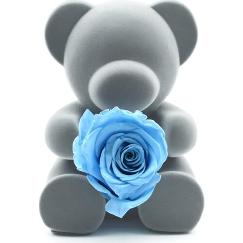 Art Ornament Rose Bear Blue Immortal Flower Valentines Day Gift Art Craft Gift Wedding Flower