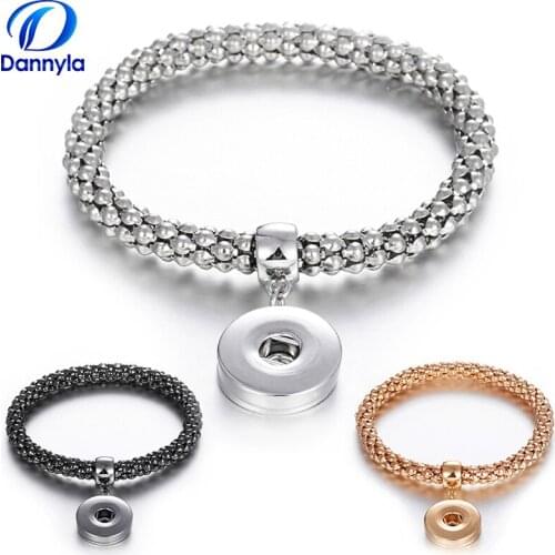 DIY Wesh Elasticity Snap Bracelets Wholesale 3 Color Snap Button Jewelry LSNB22