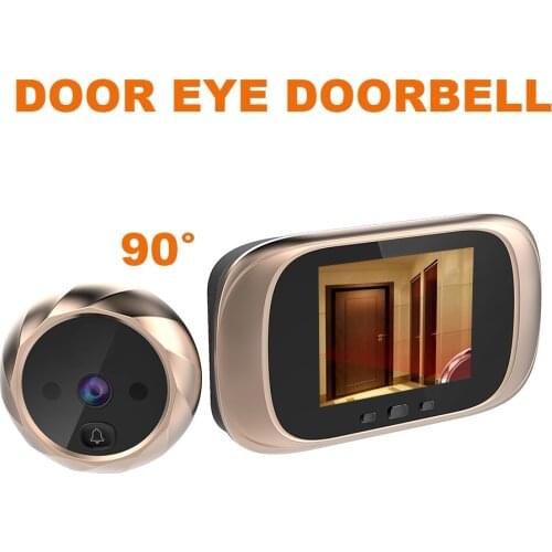 Electronic Peephole Door Camera Viewer Outdoor Door Bell 2.8 inch Color Screen Doorbell 90 Degree Door Eye Doorbell Golden