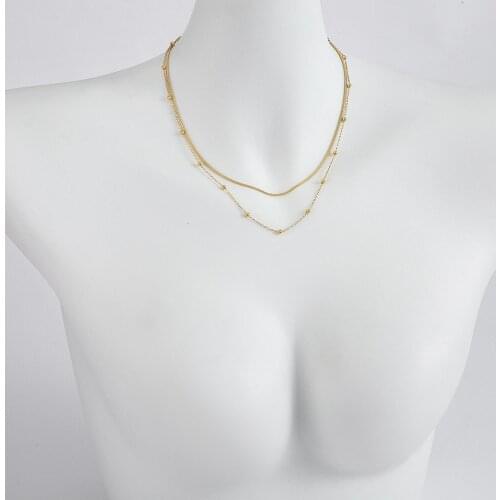 Double Layered Stainless Steel SLEEK Snake Choker beaded minimalist Necklace as Mothers Day Gift