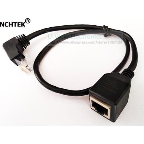 NCHTEK Down Angled 90 Degree 8P8C FTP STP UTP Cat 5e Male to Female Lan Ethernet Network Extension Cable/Free Shipping/1PCS