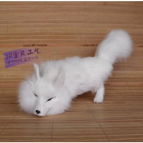 White simulation fox toy handicraft Polyethylene&fur fox doll gift about 29x8x13cm 0839
