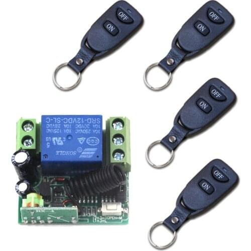 Best Quality DC12V 1CH Learning Code Mini Wireless Remote Control Switch System Receiver and 4 Transmitter for Entrance Guard