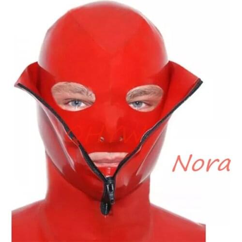 Natural Latex Mask Hood Double Layer with Back Zipper for Men Women Cosplay Costumes Fetish Cosplay Mask Club Wear