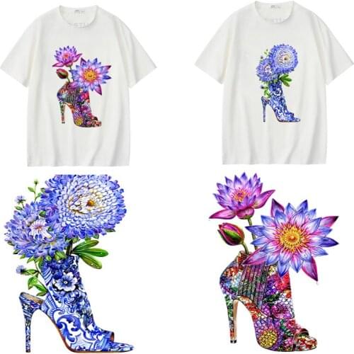 Fashion Shoes Iron on Transfers Patches For Clothes DIY Heat Transfer On Clothes T-shirt Thermal Transfer Stickers For Dress