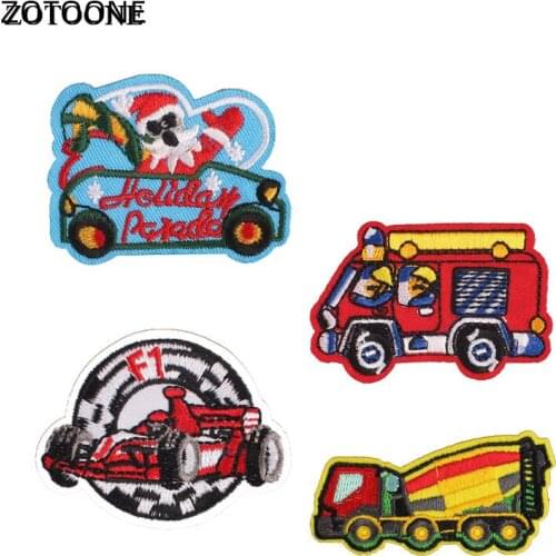 ZOTOONE Iron on Cartoon Car Patch for Clothing Sticker for Kids Heat Transfer Diy Applique Embroidered Applications Fabric G