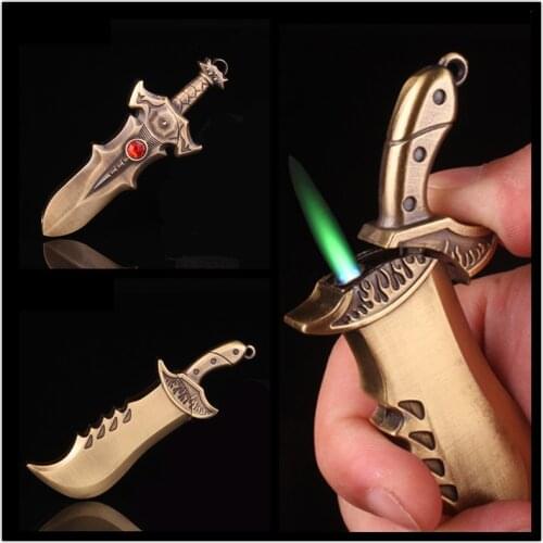 Personalise Knife Sword Metal Windproof Strange And Interesting Lighter Gas Lighters Smoking Accessories Gadgets For Men