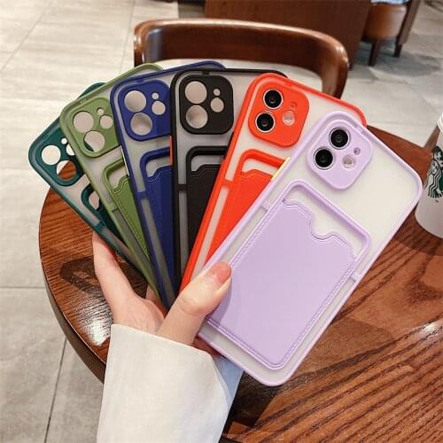 Camera Lens Protection Card Slots Phone Case For iPhone 12 Pro Max 11 Pro Max XS XR X 7 8 Plus SE Mini Soft Silicone Clear Cover