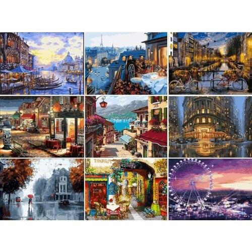 Painting By Numbers Scenery DIY Oil Coloring By Numbers Street Landscape Canvas Paint Art Pictures Home Decor