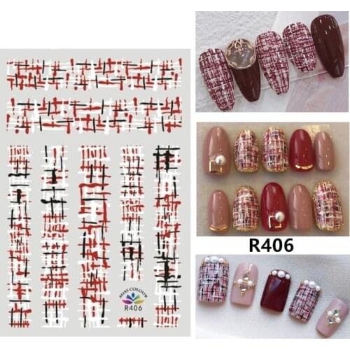 Self-adhesive 3D Stickers for Nails Geometry Color Line Nail Art Decorations Autumn Fashion Stickers Women Girl Nail Foil