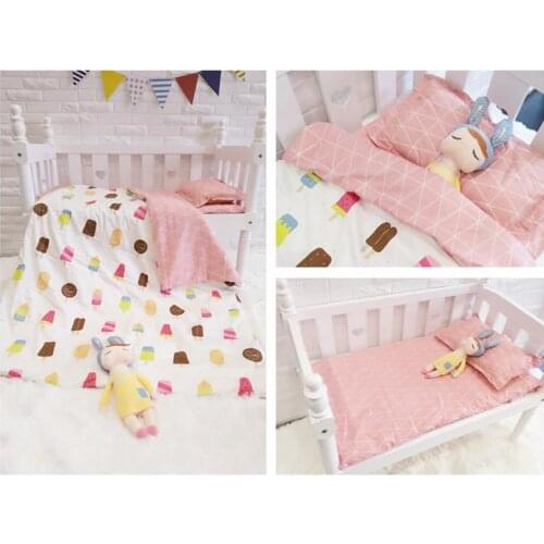 Cute ice cream Cot Bed Bedding 100%Cotton Thickening cama bebe Baby Cot Blanket ,Duvet/Sheet/Pillow, with filling
