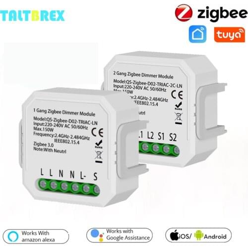 TALTBREX Tuya Zigbee Smart Switch Dimmer Module,APP Remote Control,Smart Home Voice Control Work With Google Home/Alexa/Siri