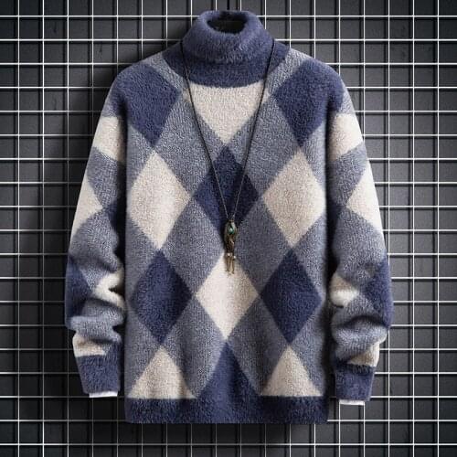 Warm Mink Cashmere Sweater Men New Winter Turtleneck Pullover Jumper Soft Thick Pull Homme Fashion Mens Christmas Sweaters