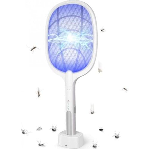 3000V Bug Swatter Three Layers 2 In 1 Bug Racket Electric Fly Mosquito Lamp USB Rechargeable Fly Swatter Trap Anti Mosquito Flie