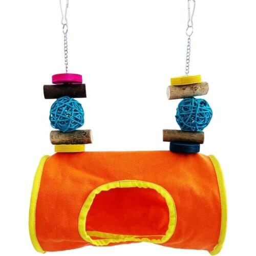 Parrot Swing Tunnel Toy Hanging Bird House Bed Tube Parakeet Cockatiel Cage Accessories