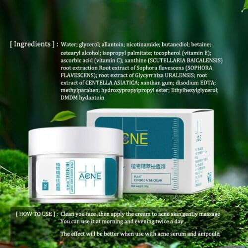 Face Cream Acne Treatment Plant Essence Anti-Acne Cream Scar Removal Pimple Blackhead Moisture Whitening Shrink Pores Skin Care