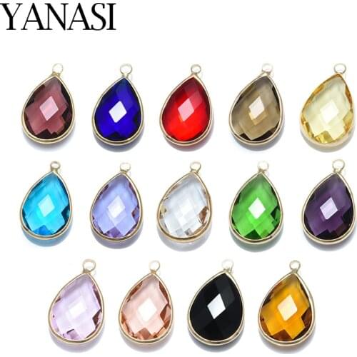 YANASI 13*8mm Ctystal Waterdrop Charms for Jewelry Making Handmade DIY Women Necklace Earring Pendants Jewelry Accessories