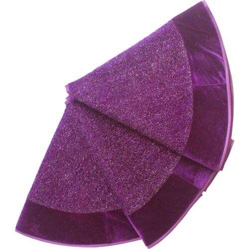 Free Shipping 50"/36" Boucle Shiny Glitter Luxury Christmas Tree Skirt Purple Color P4653