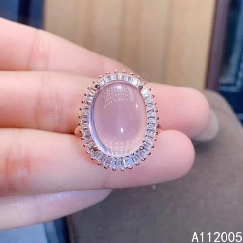 KJJEAXCMY fine jewelry 925 sterling silver inlaid natural Rose Quartz new Female ring fashion Support Detection