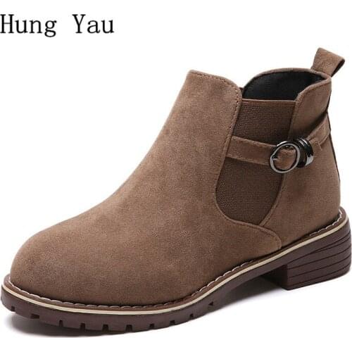Women Ankle Martin Boots 2018 Autumn Female Casual Shoes Woman Flat Fashion Round Toe Solid Buckle Strap Platform Comfortable
