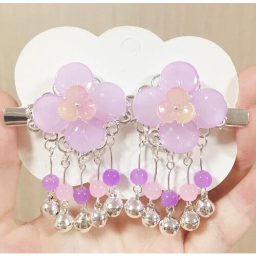 2PCS/Set New Girls Cute Colorful Purple Flower Hairpins Sweet Hair Ornament Clips Headband Barrettes Fashion Hair Accessories
