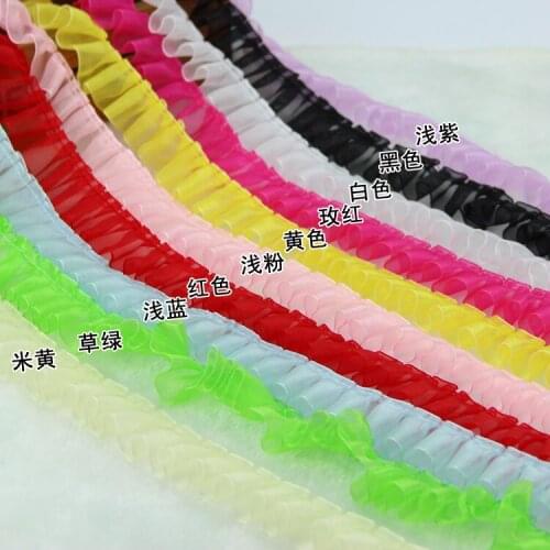 20Yards Red Pink Blue Yellow Fold Organza Plait Chiffon Ruffle Lace Trim DIY Garment Skirt Hem Accessories Pleated Lace Fabric