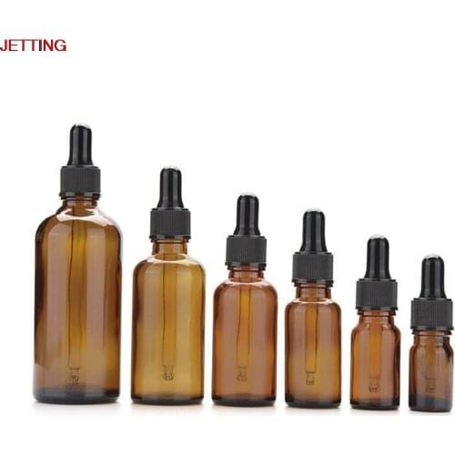 2020 1pc 5/10/15/20/30/50/100ml Amber Glass Liquid Reagent Pipette Bottle Eye Dropper Drop Aromatherapy