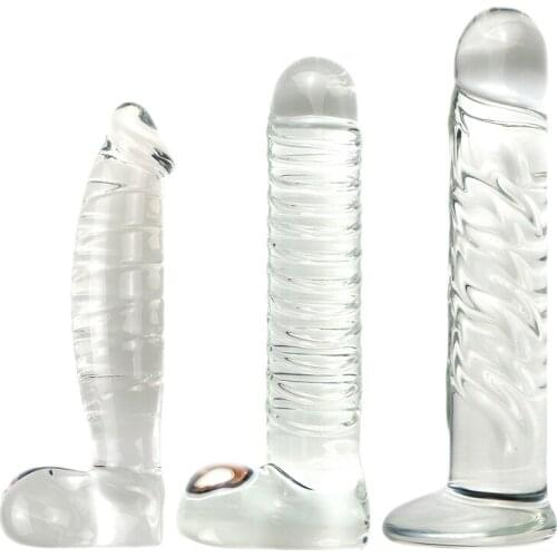 2020New Big Glass Dildo Base Style Realistic Huge Glass Penis G-point Stimulation Gay Masturbation Glass stick Sex Toy For Woman