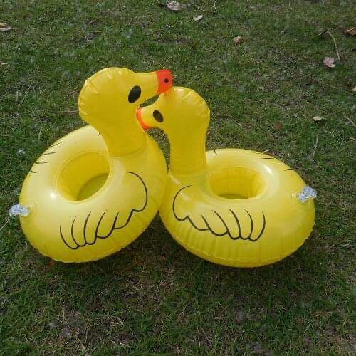 22cm Inflatable Yellow Duck Drink Cup Holder Inflatable Can Holder Float Beach Water Fun Toy 8pcs Per Lot