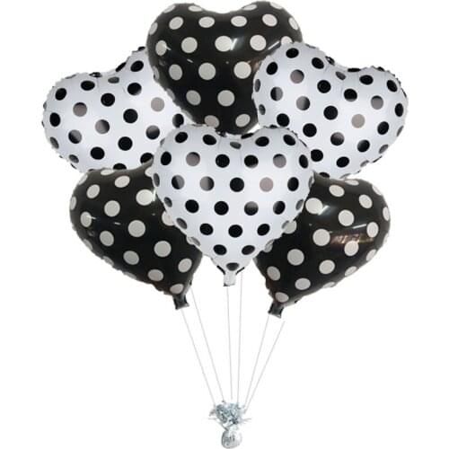5pcs 18inch Heart Shaped Polka Dot Malar Balloon Foil Birthday Helium Globos Wedding Baby Shower Event Party Decorations