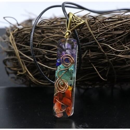 50PCS Wholesale Factory Outlet Chakra Natural Stone Necklace Pendants Orgone Energy Healing Pendulum For Jewelry Making