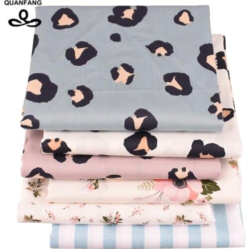 QUANFANG 6pcs/Lot,Printed Twill Cotton Fabric Patchwork Cloth For Sewing DIY Quilting Baby Childs Bedclothes Material 40cmx50cm