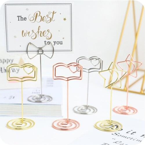 Moon Stars Shaped Photo Holder Stand Table Number Card Holders Place Card Paper Clips Wedding Favor Card Stand Message Card Clip