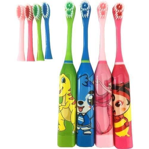 Children Electric Toothbrush Cartoon Pattern Double-sided Tooth Brush Heads Electric Teeth Brush For Kids with 2 pcs Head
