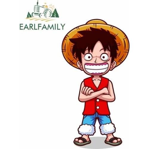 EARLFAMILY 13cm x 10.4cm Luffy Car Decal Sticker Anime Cartoon Oem Glue Sticker Helmet Motorcycle Accessories