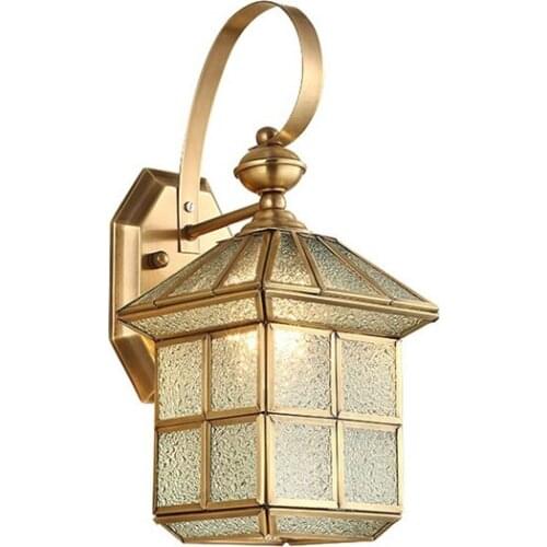 Europe Copper outdoor Wall lamp balcony aisle corridor staircase wall lamp retro LED waterproof glass garden lights