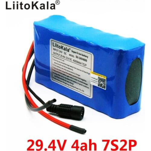 HK LiitoKala 7S2P 24V 4Ah 18650 Battery pack 29.4V 4000mAh Rechargeable Battery Mini Portable Charger For LED/Lamp/Camera