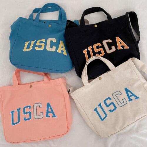 Hylhexyr Letter Embroidered Canvas Bag Womens Shoulder Messenger Bags Cloth Schoolbag Cotton Casual Handbag Satchel Buckles