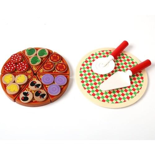 Kids Pretend Play Toy Pizza Wooden Toys Food Cooking Tableware Children Kitchen Pretend Play Toy Fruit Vegetable With Simulation
