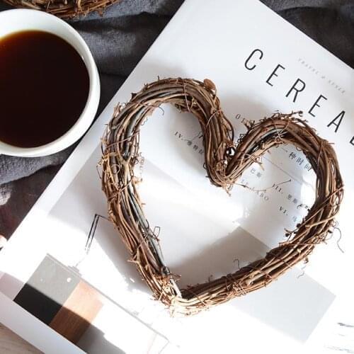 1Pc 10-30cm Christmas Rattan Ring Love Heart Hanging Wreath Stem Branch Ring Garland Hoop Door Craft For Wedding Party Decor