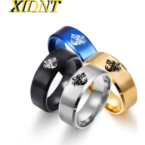 Retro Fashion Viking Warrior Gothic Wolf Head Totem Mens Ring Punk Hip Hop Jewelry Engagement Wedding Gift Customization