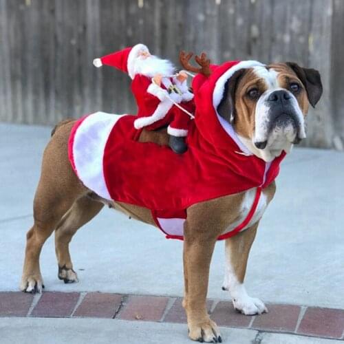 Pet Santa Cosplay Outfit For Large Dog Christmas Carnival Festival Riding Clothes Dog Clothes Apparel Party Dressing Up Clothing
