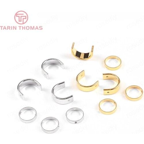 10PCS 10MM 18MM 22MM 25MM 24K Gold Color Brass Round Shape Closed Rings Half Round Connector Rings Jewelry Earrings Accessories