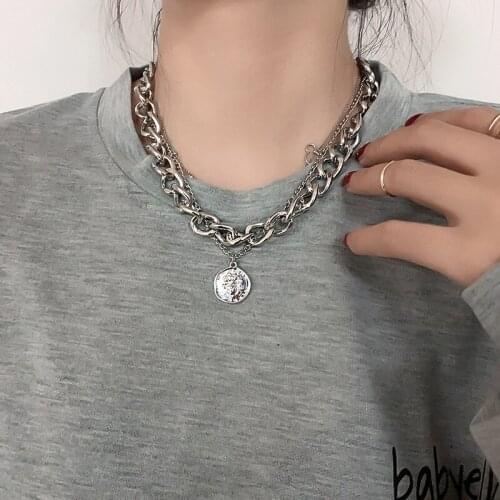 Multi layer chain portrait Necklace cool wind fashion hip hop Fashion Pendant temperament chains for women