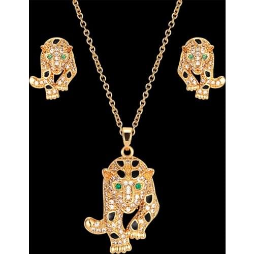 Vankeliif Simple animal leopard pendant and earrings Womens jewelry set Classic fashion jewelry with copper zircon micro-inlaid