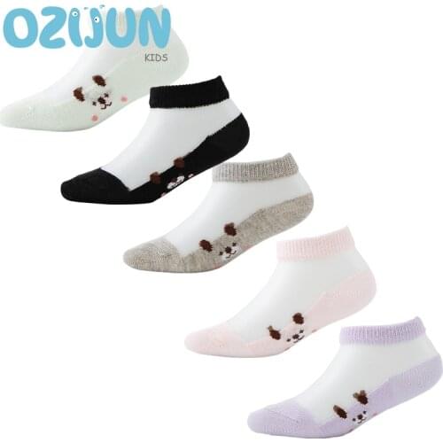New Arrivals 2020 Summer Baby Girls Little Bear Ultra-thin Crystal Sheer Socks 5 Pairs A Lot Children Summer Thin Socks